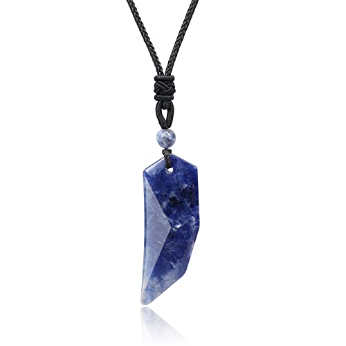COAI Wolf Tooth Amulet Sodalite Blue Stone Men's Crystal Necklace
