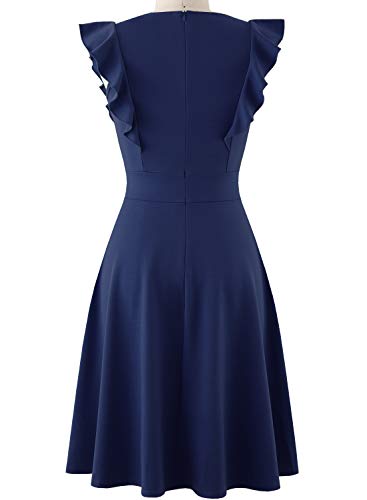 Image of YATHON Women's Vintage Ruffle Sleeve Floral A Line Cocktail Party Dresses