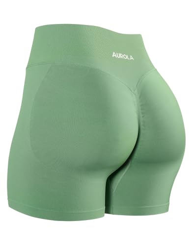 Image of AUROLA Influence Workout Shorts for Women,2.5 3.5 4.5 5.5 6.5 No Roll Up Squat Proof Scrunch Seamless Compression Gym Short