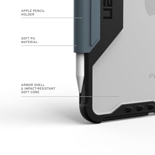 Image of URBAN ARMOR GEAR UAG Designed for iPad A16 Case 11 inch 11th Gen 2025 & 10.9 inch 10th Gen 2022 A3354 A3355 - Armor Shell Folio Cover with Adjustable Kickstand & Pencil Holder, Plyo LT Ice /Cloud Blue