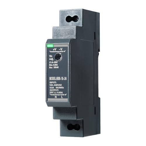 Ring Din Rail Transformer 24V Power Supply DC 24V 0.63A 15W Din Rail Switching Power Supply Input AC100V-240V Output DC24V for Ring Door Bell Industry