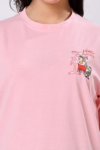 Image of TQH Women's Casual Printed Round Neck, Oversized Longline Drop Shoulder Boho Style T-Shirt