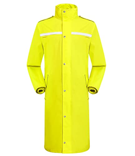Icreek Raincoat Waterproof Mens & Womens Adult Long Rain Jacket Lightweight Rainwear Reflective Reusable With Hood (Xl, Yellow) #TOP12