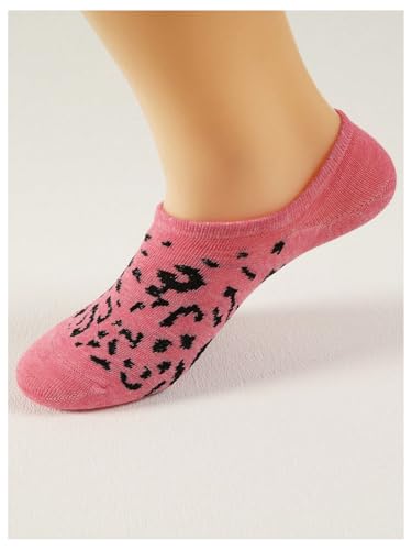 Image of WDIRARA Women's 6 Pairs Leopard Print Low Cut Socks No Show Socks