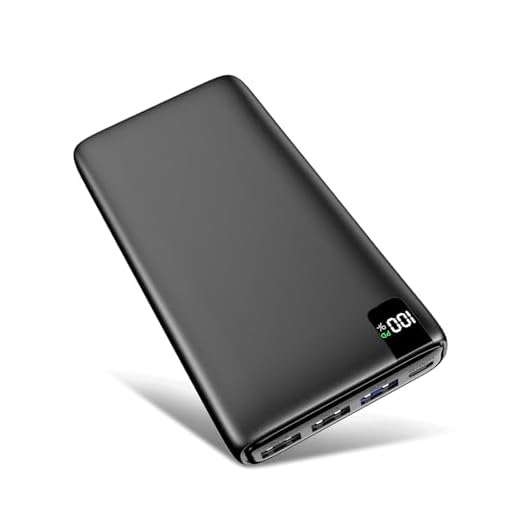 Riapow Powerbank 26 800 mAh externt batteri, 3 A USB C, snabbladdning, bärbar laddare med 4 utgångar, USB-portar för smartphone, surfplatta och mer