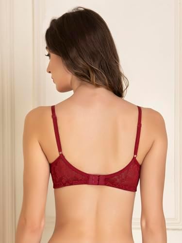 Clovia Women's Lace Lightly Padded Non-Wired Bridal Bra