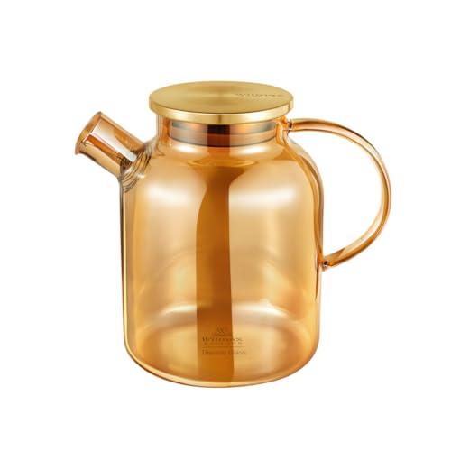 Wilmax Glass Teapot with Stainless Steel Lid, 1600 ml, Tea Maker for Loose Tea, Glass Jug, Heat-Resistant Glass, Teapot for Hot and Cold Drinks