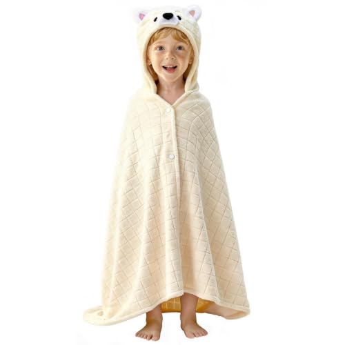 Image of Baby Hooded Towels with Animal Design, Soft & Absorbent Bath Towel with Hood for Newborn Babies Infant Toddler Kids Boy and Girl Essentials 32x49Inch (Bear)