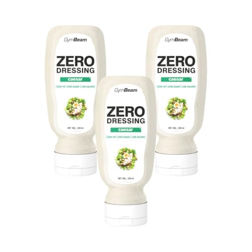 GymBeam Salsa Zero Caesar 320ml, salsa senza grassi e zuccheri, contiene solo 12 kcal per 100 ml, sapore delizioso, consistenza cremosa, ideale per piatti di carne e verdure (320 ml (3er pack))