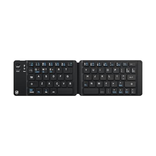 Gshield Mini Teclado Dobrável Bluetooth Sem Fio para Celular, Tablet e Computador, Teclas ABS Padrão ABNT2, Armor 30x8,5cm (Preto)