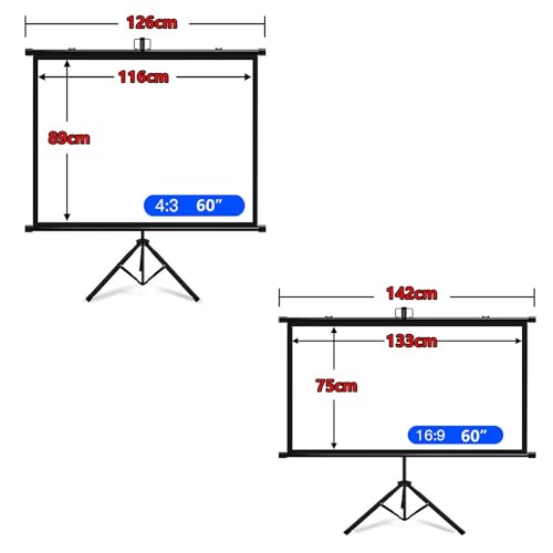 Pantalla portátil proyector 60" con soporte 16:9 miniatura 7