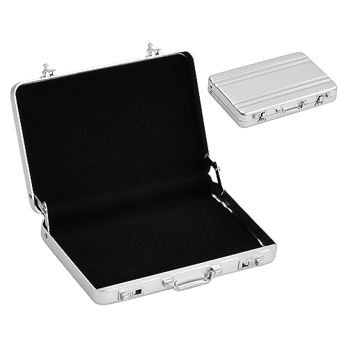 1 x Mini Money Case, Mini Briefcase, Aluminium with Snap Closure, Creative Aluminium Briefcase, Business Card Box, Credit Card Holder, Metal, Gift Box, silver3