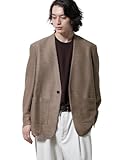 [ナノ・ユニバース] スラブラメ ノーカラー ジャケット メンズ L 044 キャメル 668-5116209