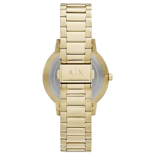 Image of A|X Armani Exchange Men's Watch with Three-Hand Analog Display and Stainless Steel or Leather Band, Watch for Men, Gold, bracelet