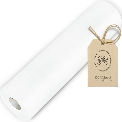 100%Mosel Chemin de Table en Non-tissé, en Blanc (30 cm x 25 m), Nappe décorative pour...