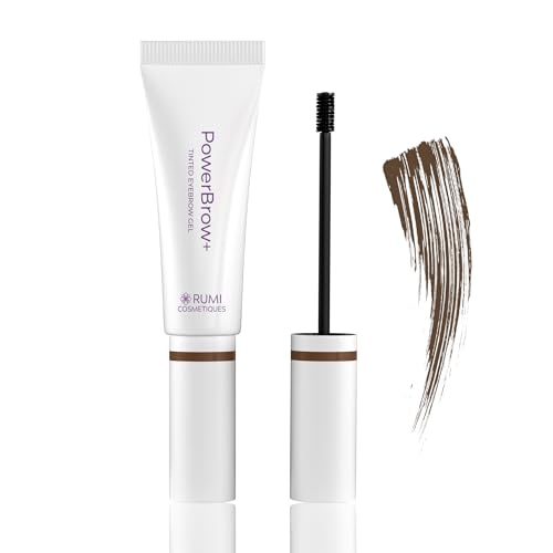 Rumi Cosmetiques PowerBrow+ Tinted Eyebrow Gel for Older Women, Med Brown