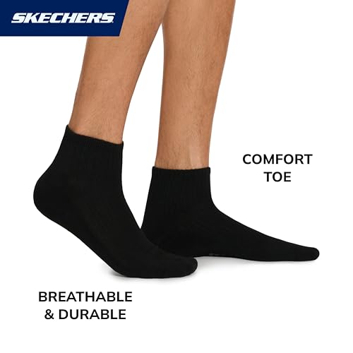Skechers Men's 10-Pack Half Terry Classic Quarter Crew Socks, Comfort-Fit & Cushioned Footbed, 10 Pack3