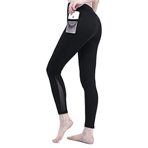 dowskwx Gym Leggings for Women, Mesh Leggings with Pockets Women High Waist Yoga Pants for Sports Workout Running Fitness