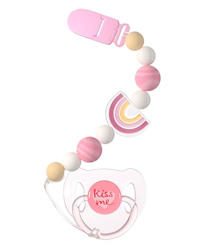Aori Magnetic Pacifier with Pacifier Clips for Reborn Baby Dolls Pink Reborn Babies Accessories Set for Kids