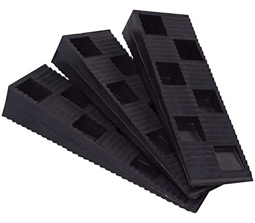 SKIR'CO (8 piezas) Cuñas Acanaladas de Plástico Negro, 90 x 30 x 15 mm, Cuñas de Montaje, para Nivelación y Espaciado
