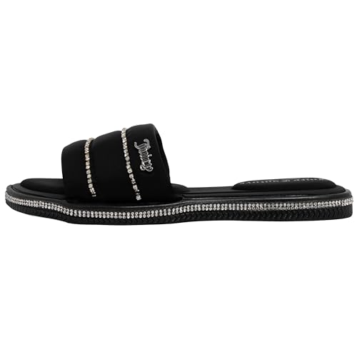 Image of Juicy Couture Women's Slide Sandals - Glitter Bling Open Toe Sparkle Flats - Dressy Summer Casual Footwear