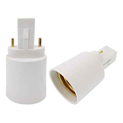 E-Simpo 2pcs 2Pin in Parallel CFL G23 to E26/E27 LED Lamp Base Holder Light Socket Adapter, G23 to E26 Adapter. NOT G24d/GY24d/GX23 (G23 to E26/E27, Single Notch,2P in Parallel) Cover