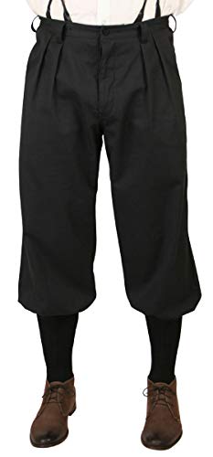 Historical Emporium Men's Cotton Twill Knickers, Victorian and Edwardian Short Pants with Suspender Buttons