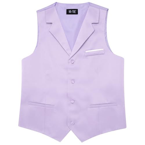 Hi-Tie Men's Suit Vest Business Casual Waistcoat with 3 Pockets for Wedding or Tuxedo Vest V-Neck4
