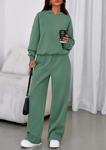 Image of PRETTYGARDEN Womens Sweatsuits 2 Piece Set 2026 Casual Winter Long Sleeve Hoodie Loose Wide Leg Sweatpants Fall Tracksuit
