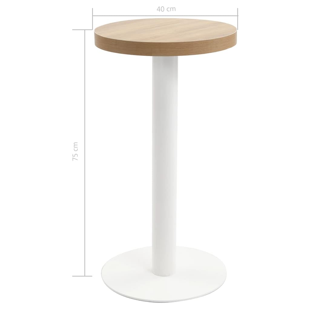 Tavolo da bistrot marrone chiaro, 40 cm, MDF | Struttura in acciaio, lavabile con un panno umido, per casa, ristorante, caffetteria, bar, facile da montare