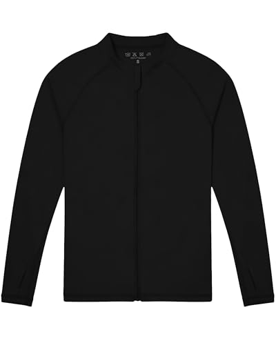 Image of Roadbox UPF 50+ Boys Zip Up Rash Guard Kids Long Sleeve Swim Shirt