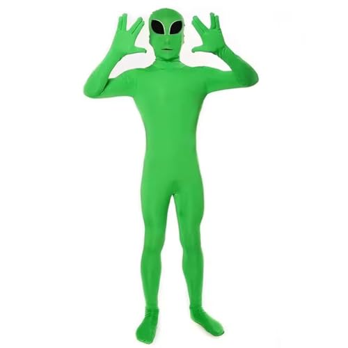 Muteitt Combinaison Intégrale Verte D'extraterrestre pour Adulte, Déguisement D'extraterrestre, Tenue De Cosplay pour Halloween.