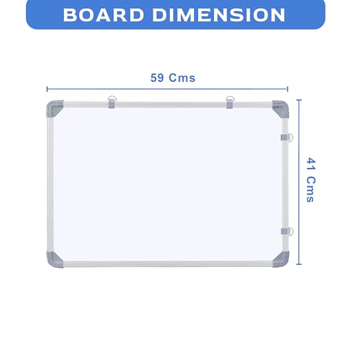 Image of Eduway 1.5x2 Feet Kunj Non-Magnetic Double-Sided White Board and Chalkboard Combo with 1 Marker and 1 Duster | Ideal Use for Home, Office, with Sliding Hanging Clips, Robust Aluminum Frame (59x41cm)
