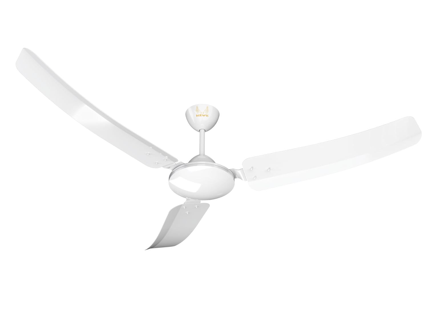 Hawk Ceiling Fan (Radiate) with innovative curved blades | 1200mm | 3 Years Warranty | Heavy Copper Motor| Aluminium Body and Blades | Powder Coated (White Color)| Not Suitable for false ceiling