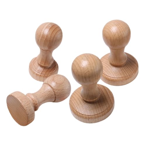 Housoutil Set of 4 Wooden Stamp Handles Handmade Stamping Tool Handles DIY Stamping Accessories for Wedding Scrapbooking