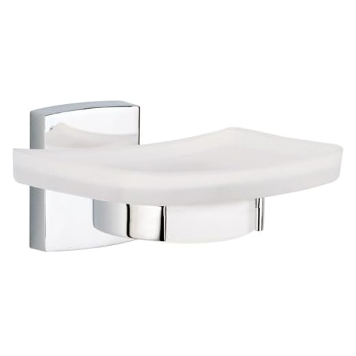 Nie Wieder Bohren klaam Design tvålskål, inkl. självhäftande lösning, förkromad, garanterat rostfritt, satinerat hylla, 60 mm x 132 mm x 120 mm