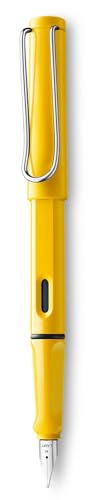 LAMY safari yellow - Caneta tinteiro com grip ergonômico e pena de aço polido M - ideal para escrita e caligrafia - incluindo cartucho azul LAMY T 10