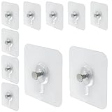 HARSKIYER 10 Pcs Wall Hangers Without Nails, 60 x 60 mm Picture Hangers Without Nails Adhesive Screws, Waterproof Nailless Wall Hooks for Bathroom, Kitchen, Home and Office to Hang Mirror, Photo, Key