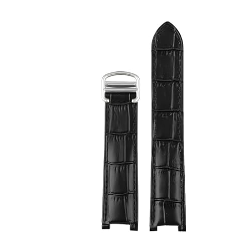 [ȓX] Compatible With Cartier PASHA WSPA0012 WJ120251 Notch Watch Band Men Women Cowhide Bracelet 18 20mm 21mm Wristband(Black-