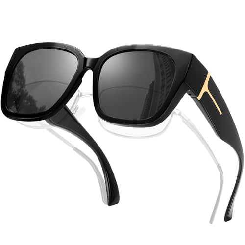 Over Glasses Women Polarized Fit Over Glasses Trendy Square Wrap Around Shades for Driving