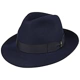 Borsalino Alessandria Superior Haarfilzhut Filzhut Herrenhut Fedora Herren - Made in Italy mit Futter, Ripsband Frühling-Sommer Herbst-Winter - 58 cm blau