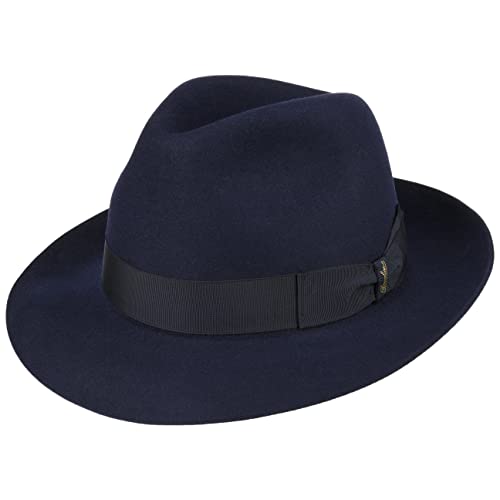 Borsalino Classic Fur Felt Fedora (55) Dark Blue