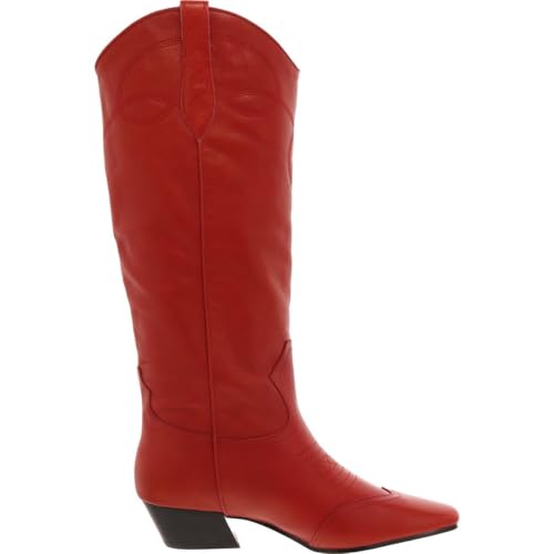Steve Madden Steve Madden Women's Dollie Western Boot, Red Leather, 8