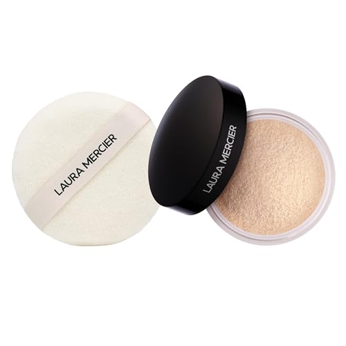 Laura Mercier Translucent Loose Setting Powder & Velour Puff Set - 24HR Shine Control Soft Matte Finish 16HR Wear - Includes 100% Cotton Applicator for a Flawless Face