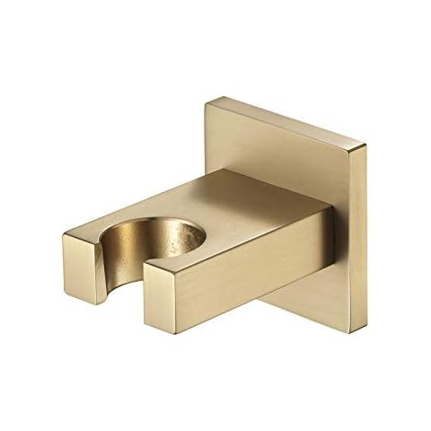 Shower Head Holder Brass Handheld Shower Head Bracket Wall Mounted Shower Bracket Holder Square Shower Holder,Brushed Gold Cover