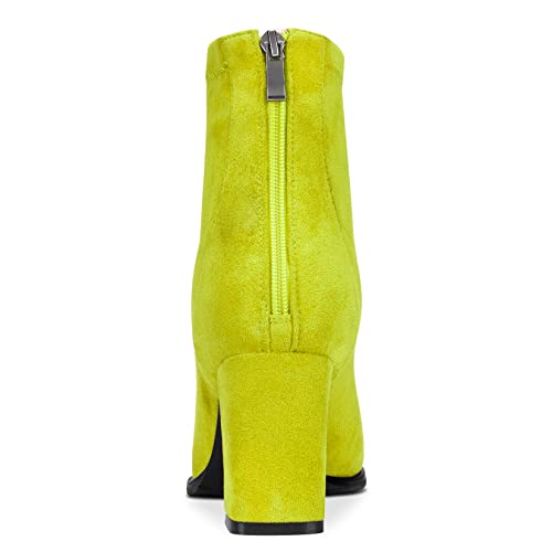 DearOnly Womens Short Bootie Ankle Boots Closed Square Toe Block Chunky High Heel Zipper Suede Dress Shoes Vintage Classic 3 Inch3