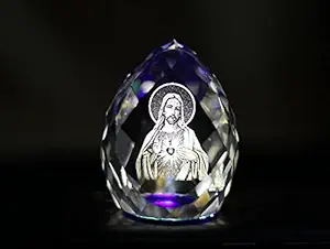KharidoLive Decorative 3D Crystal Diamond Engrave Jesus - Christmas Decoration Gift Showpiece