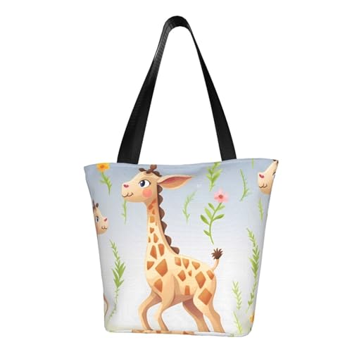 Sac à main décontracté pour femme grand volume avec imprimé girafe et bandoulière intégrée