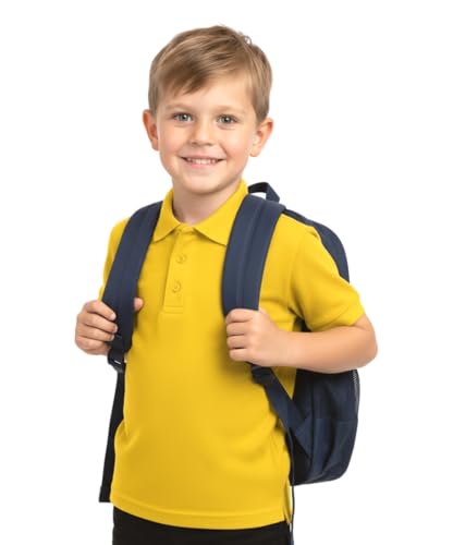 Image of unik Boy's Premium Quality Pique Polo Uniform Shirt Short Sleeve White Sky Blue Navy Hunter Green Burgundy Black Red