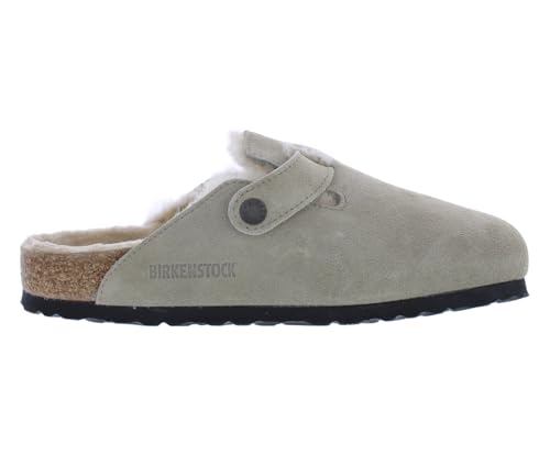 Image of Birkenstock Boston Shearling Narrow Unisex Shoes Size 4, Color: Stone Taupe /Taupe